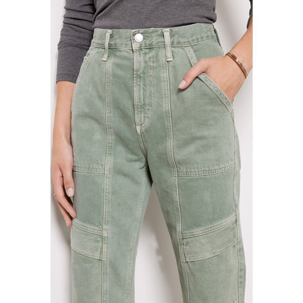 NWT AGOLDE Cooper Cargo High Rise Straight Leg Jean Sz 34 Salamander Green - Picture 3 of 16